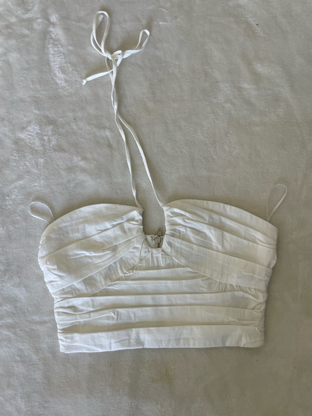 Nia The Brand White Halter Ruched Crop Top